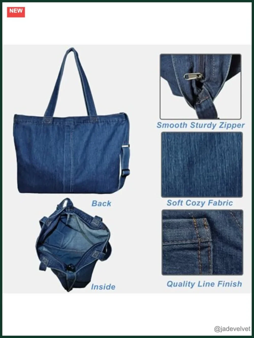 Women's Large Denim Crossbody Messenger Bag Shoulder Purse Tote Hobo